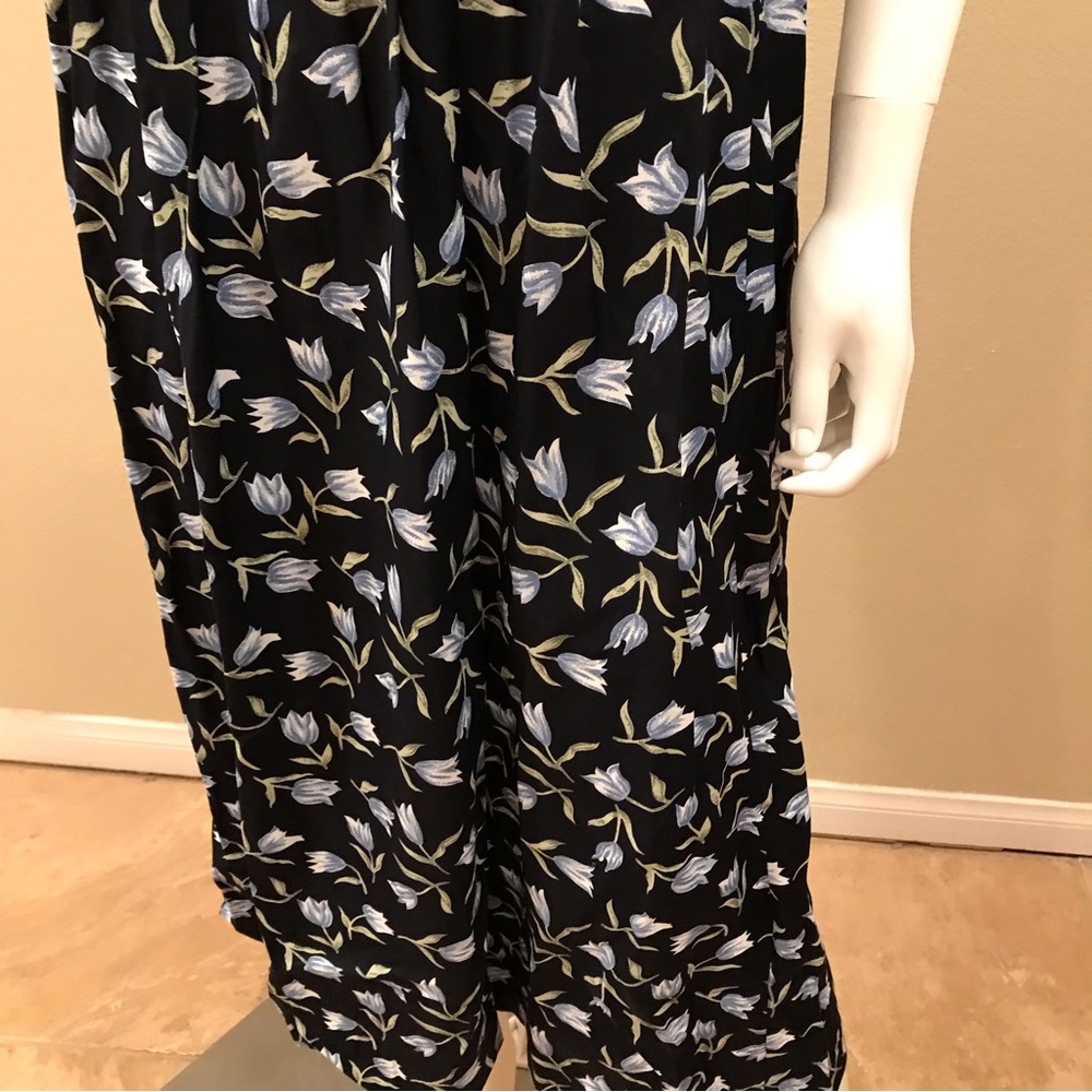 Vintage 90s Worthington Floral Dress NEW Size 14 Navy Blue Tulips Short Sleeve - Picture 9 of 15